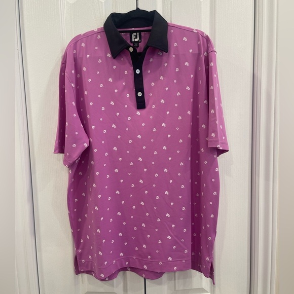 FJ Floral Men's Tropic Golf Print Lisle Self Collar By FootJoy Golf size XL - Picture 1 of 5